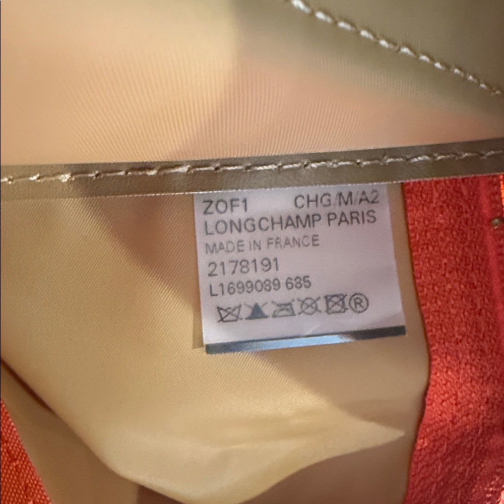 Longchamp Le Pliage Backpack in Pumpkin with Brown Leather. Packable. New. - Picture 5 of 10